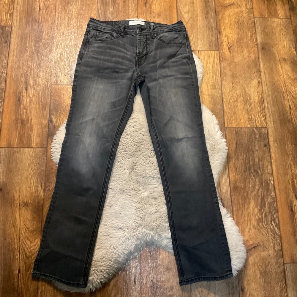 Departwest Denim Jeans The Seeker‎ Size 30 Men's Straight Stretch Black Buckle